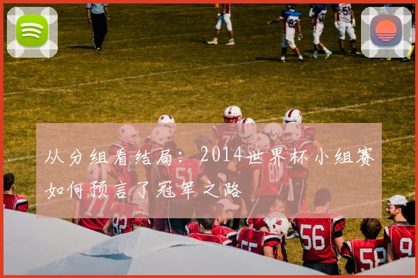从分组看结局：2014世界杯小组赛如何预言了冠军之路